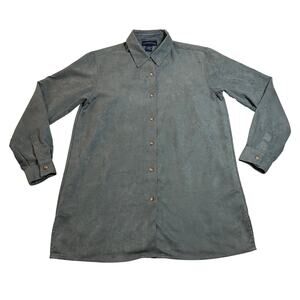 Charter Club Faux Suede Button Up Tunic Blouse Size Med Hipster Boho Western